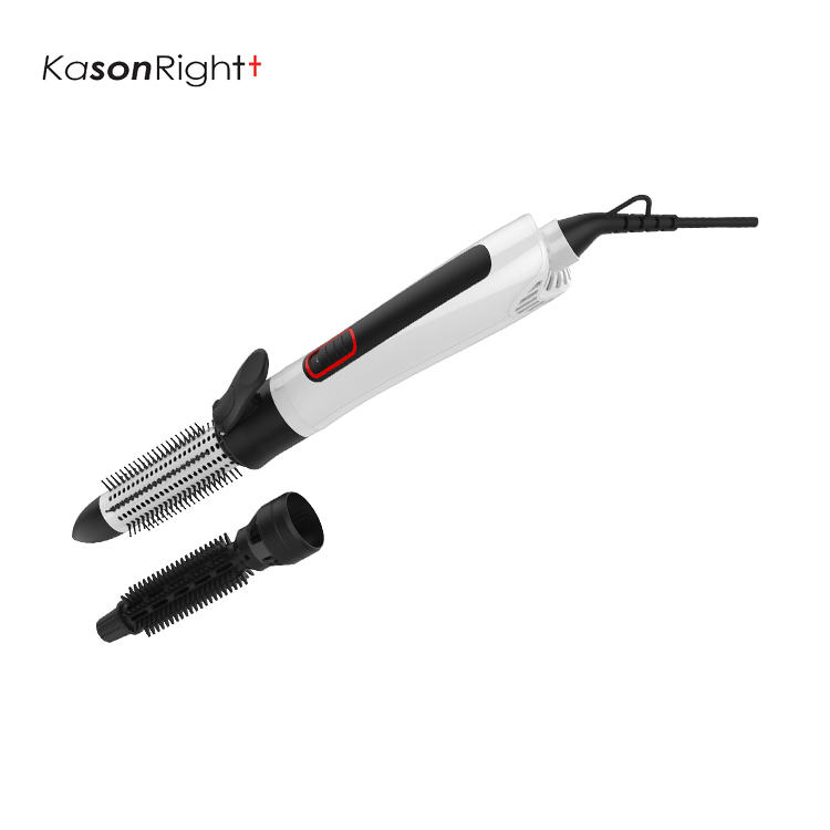 Hot Air Brush for Drying, Volumizing, Curling with 2 Detachable Small Brush and Retractable Ceramic Bristle Brush, LED Lillumination
